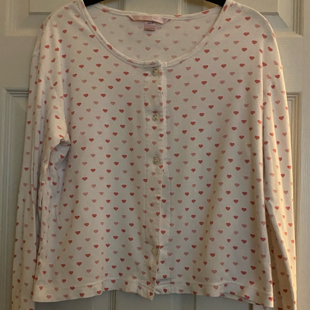 Victorias’s Secret Pink Hearts Button Up Long Sleeve Shirt
